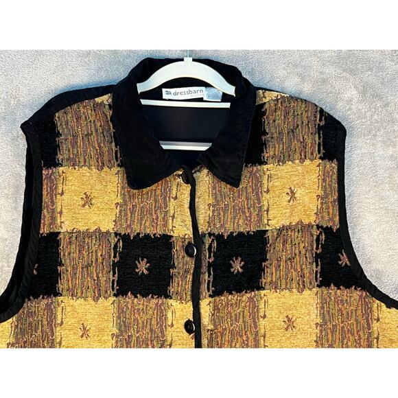 VTG Patchwork Corduroy Vest Size 22/24 Fall Cabin Core Western Rodeo Winter - Picture 2 of 5